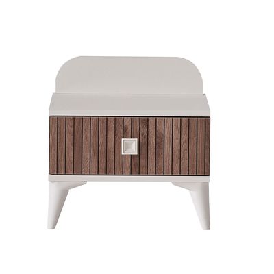 Golf 1 Drawer Night Stand-Walnut & Cream