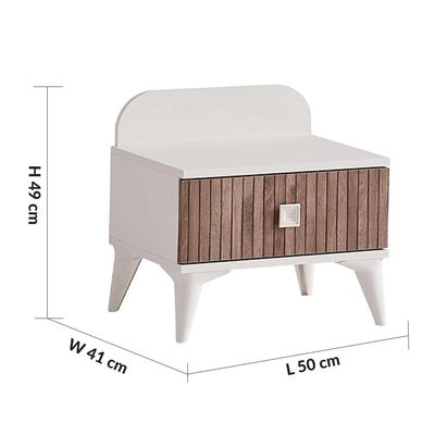 Golf 1 Drawer Night Stand-Walnut & Cream