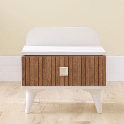 Golf 1 Drawer Night Stand-Walnut & Cream