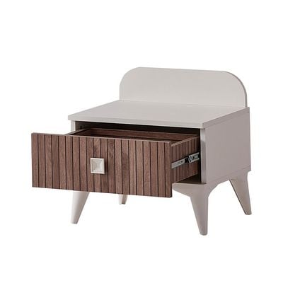 Golf 1 Drawer Night Stand-Walnut & Cream