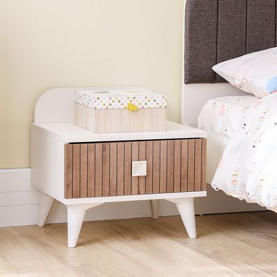 Golf 1 Drawer Night Stand-Walnut & Cream