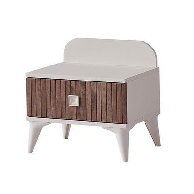 Golf 1 Drawer Night Stand-Walnut & Cream