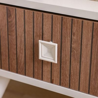 Golf 1 Drawer Night Stand-Walnut & Cream