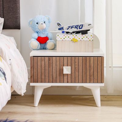 Golf 1 Drawer Night Stand-Walnut & Cream