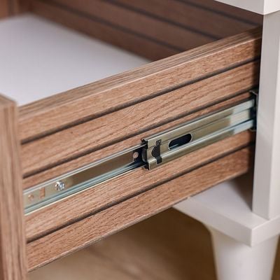 Golf 1 Drawer Night Stand-Walnut & Cream