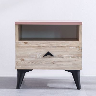 Bliss 1 Drawer Night Stand-Oak & Pink