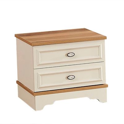 Eva 2 Drawers Night Stand-Cream & Oak