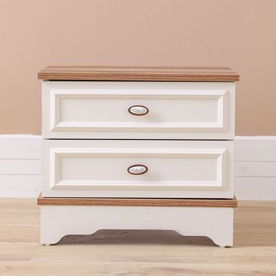 Eva 2 Drawers Night Stand-Cream & Oak