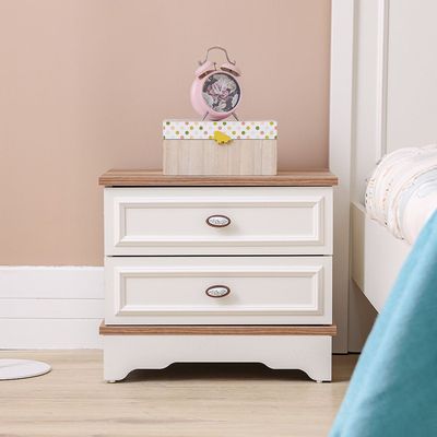 Eva 2 Drawers Night Stand-Cream & Oak