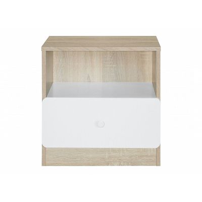 Kinder New 1Drawer Nighstand-White & Sonoma Oak