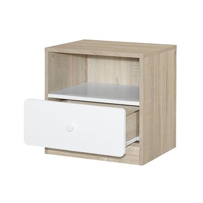 Kinder New 1Drawer Nighstand-White & Sonoma Oak