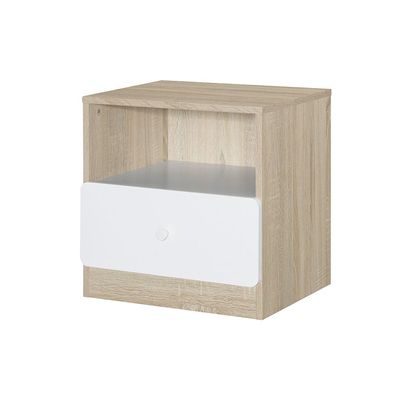 Kinder New 1Drawer Nighstand-White & Sonoma Oak