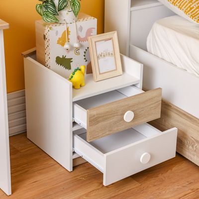 Stanley 2Drawers Nightstand-Sonoma Oak & White