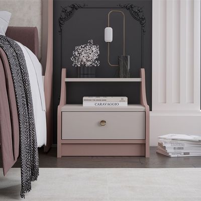 Blossom 1 Drawer Night Stand-Blush Pink+Light Beige