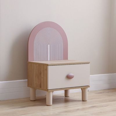 Zeta 1Drawer Night Stand W/Led-Offwhite & Pink