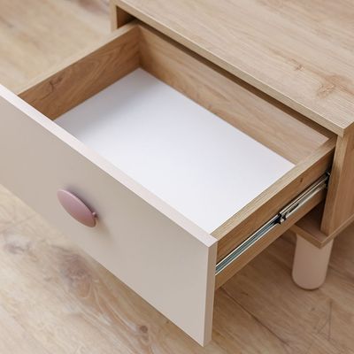 Zeta 1Drawer Night Stand W/Led-Offwhite & Pink