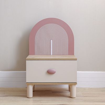 Zeta 1Drawer Night Stand W/Led-Offwhite & Pink