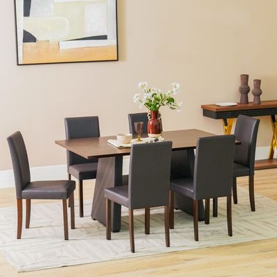 Parson Wooden 1+6 Dining Set - Cappuccino