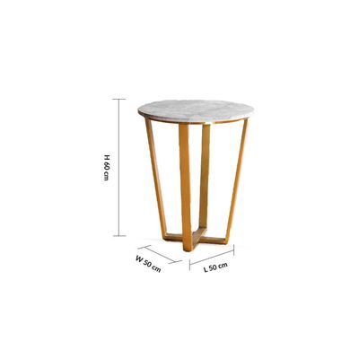 Beaver End Table - Grey Marble / Brushed Gold