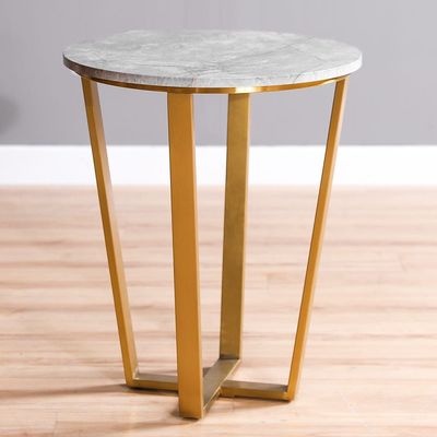 Beaver End Table - Grey Marble / Brushed Gold