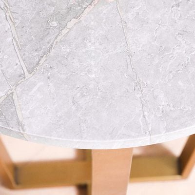 Beaver End Table - Grey Marble / Brushed Gold