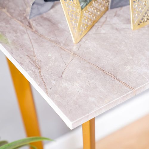 Beaver Console Table - Grey Marble / Brushed Gold