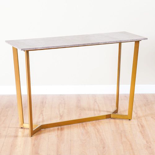 Beaver Console Table - Grey Marble / Brushed Gold
