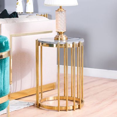 Armadillo End Table - Grey / Gold