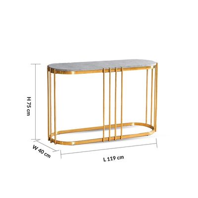 Armadillo Console Table - Grey/ Gold