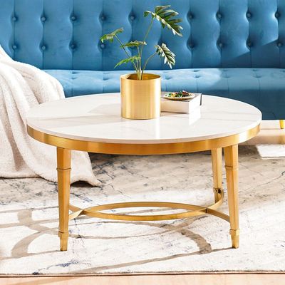 Humpback Coffee Table - White / Brushed Gold