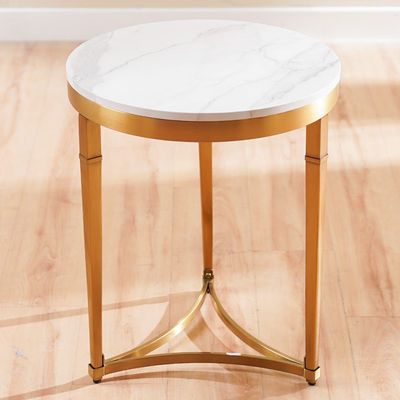 Humpback End Table - White / Brushed Gold