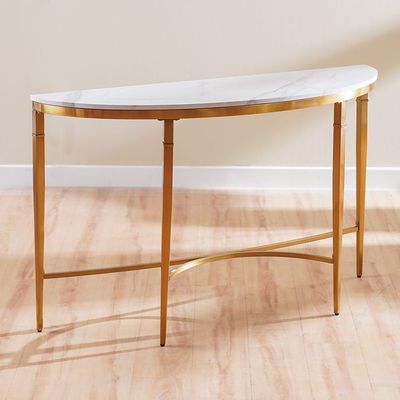 Humpback Console Table - White / Brushed Gold