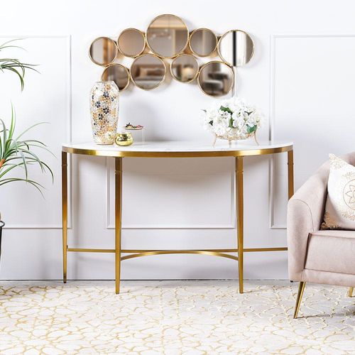 Humpback Console Table - White / Brushed Gold