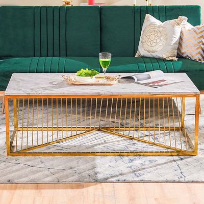 Orca Coffee Table - White Marble / Gold