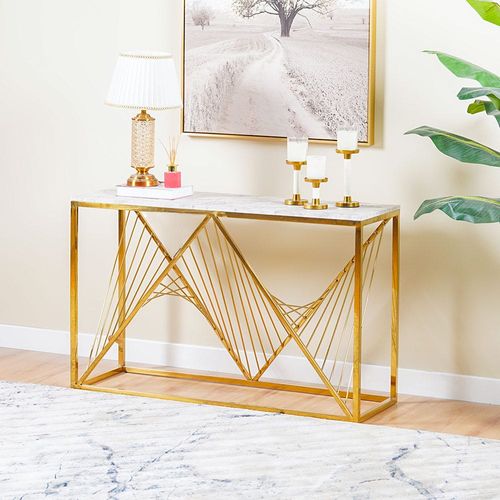 Orca Console Table - White Marble / Gold