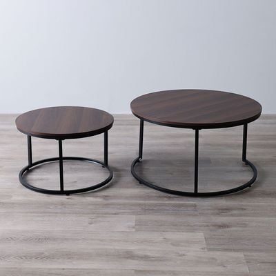 Jaguar Coffee Table - Set of 2 - Walnut/Black - With 2-Year Warranty