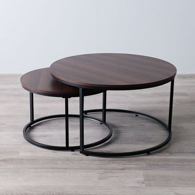 Jaguar Coffee Table - Set of 2 - Walnut/Black - With 2-Year Warranty