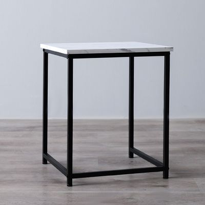 Gopler Nest Of Table - White Marble / Black