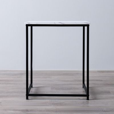 Gopler Nest Of Table - White Marble / Black