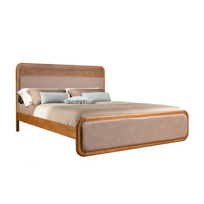 Rita 180x200 King Bed - Oak/Rattan - With 2-Year Warranty