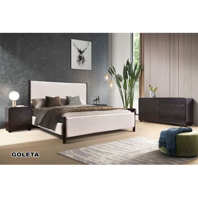 Goleta 180x200 King Bed - Ivory/Dark Brown – With 2-Year Warranty