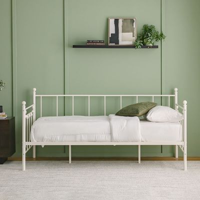 Bella Arrow 90x200 Metal Day Bed-White