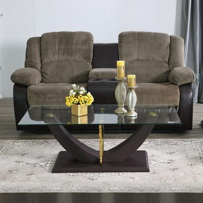 Vicente Glass Coffee Table - Black / Golden