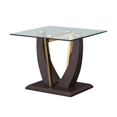 Vicente Glass End Table - Black / Golden