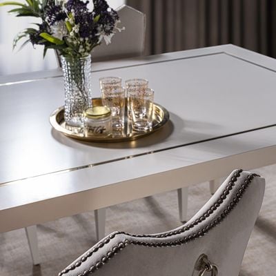 Legend Dining Table - Matte White / Golden