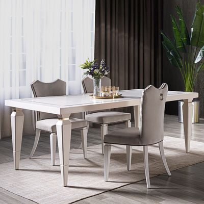 Legend Dining Table - Matte White / Golden