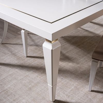 Legend Dining Table - Matte White / Golden