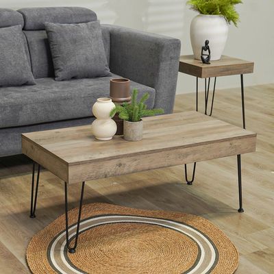 Vidia Coffee Table + 2 End Tables - Set of 3 - Oak/Black