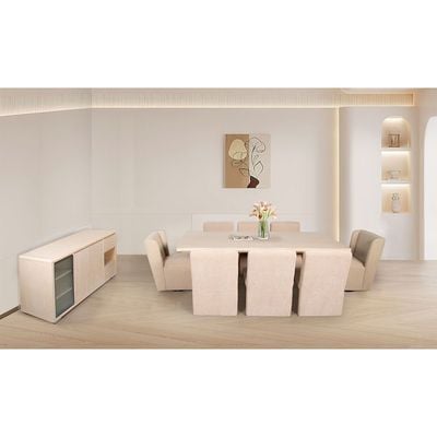 Herbin 8-Seater Dining Table - Ivory - With 2-Year Warranty