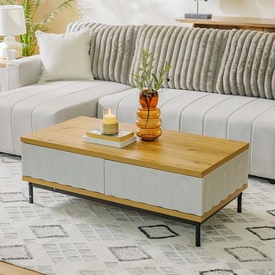 Delmar Centre Table W/ 2 Drawers - Natural / Grey